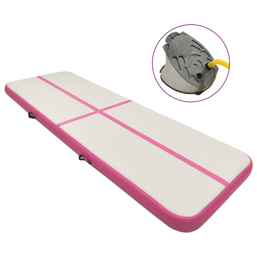 vidaXL Inflatable Gymnastics Mat with Pump 400x100x20 cm PVC Pink