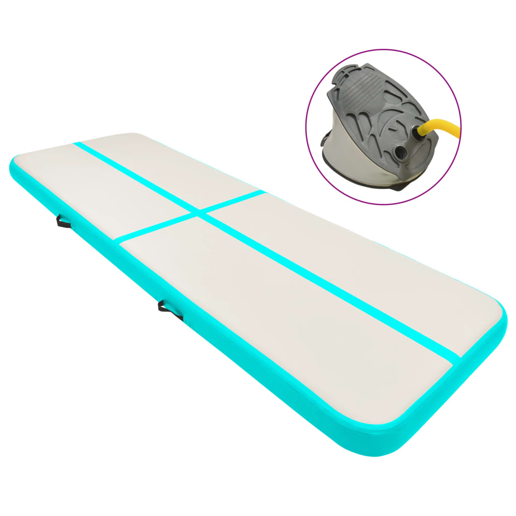vidaXL Inflatable Gymnastics Mat with Pump 400x100x20 cm PVC Green