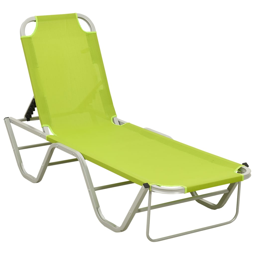 vidaXL Sun Lounger Aluminium and Textilene Green