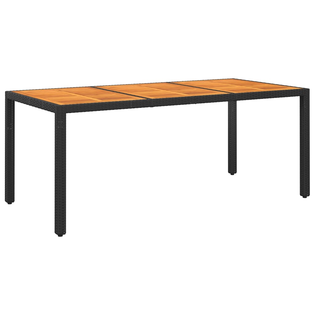 vidaXL Garden Table 190x90x75 cm Acacia Wood and Poly Rattan Black
