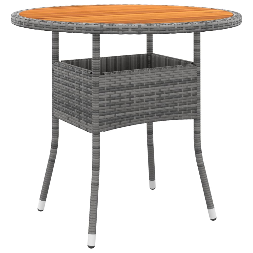 vidaXL Garden Table Ì÷80x75 cm Acacia Wood and Poly Rattan Grey