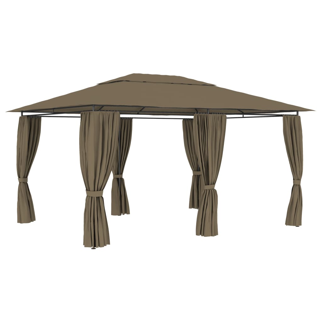vidaXL Garden Marquee with Curtains 4x3 m Taupe 180 g/må_