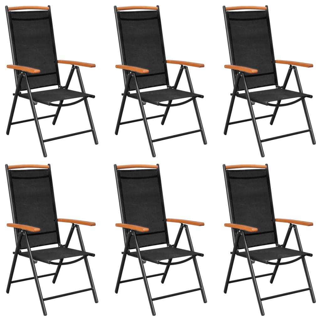 vidaXL Folding Garden Chairs 6 pcs Textilene Black