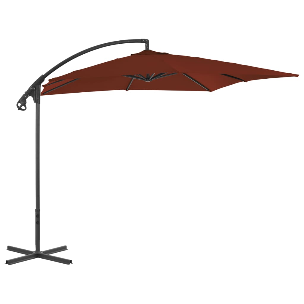 vidaXL Cantilever Umbrella with Steel Pole 250x250 cm Terracotta