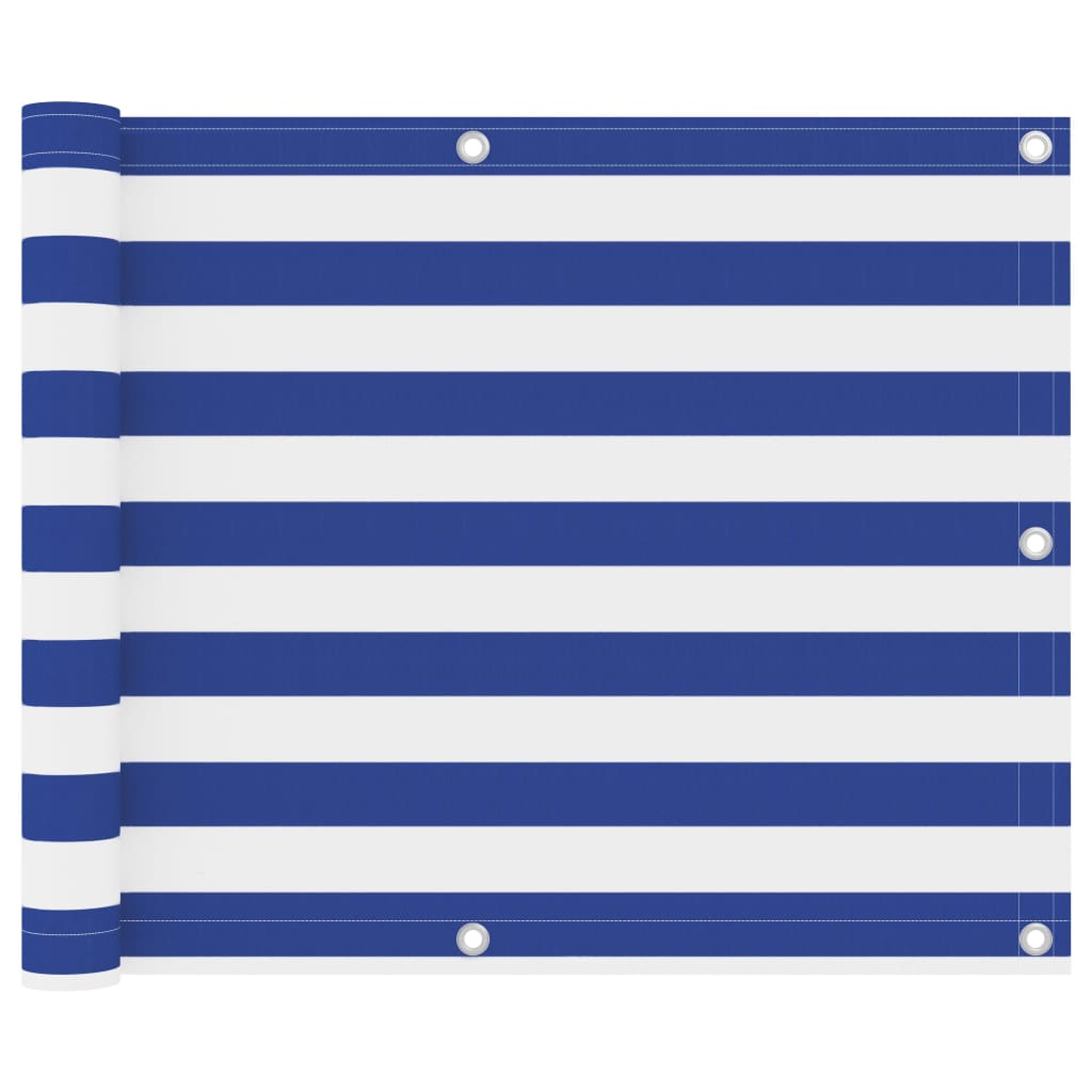 vidaXL Balcony Screen White and Blue 75x600 cm Oxford Fabric