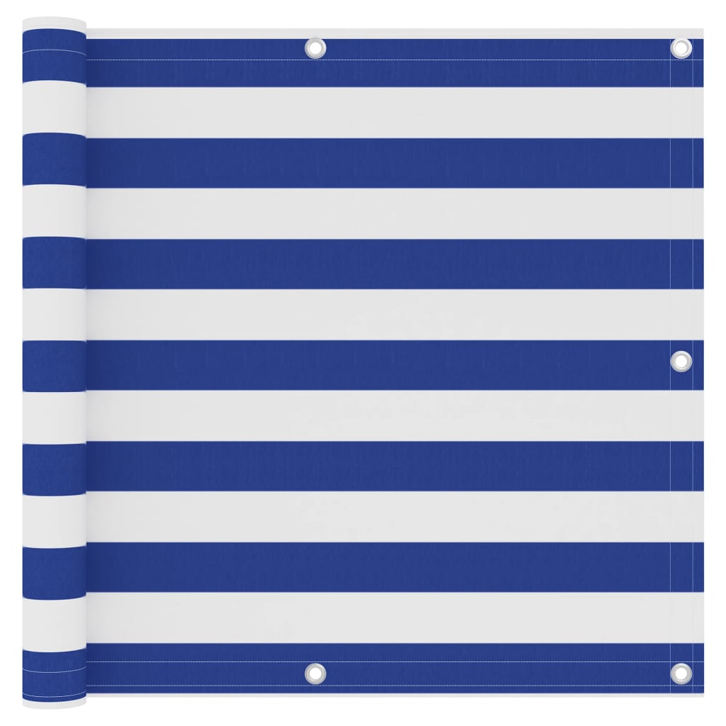vidaXL Balcony Screen White and Blue 90x300 cm Oxford Fabric