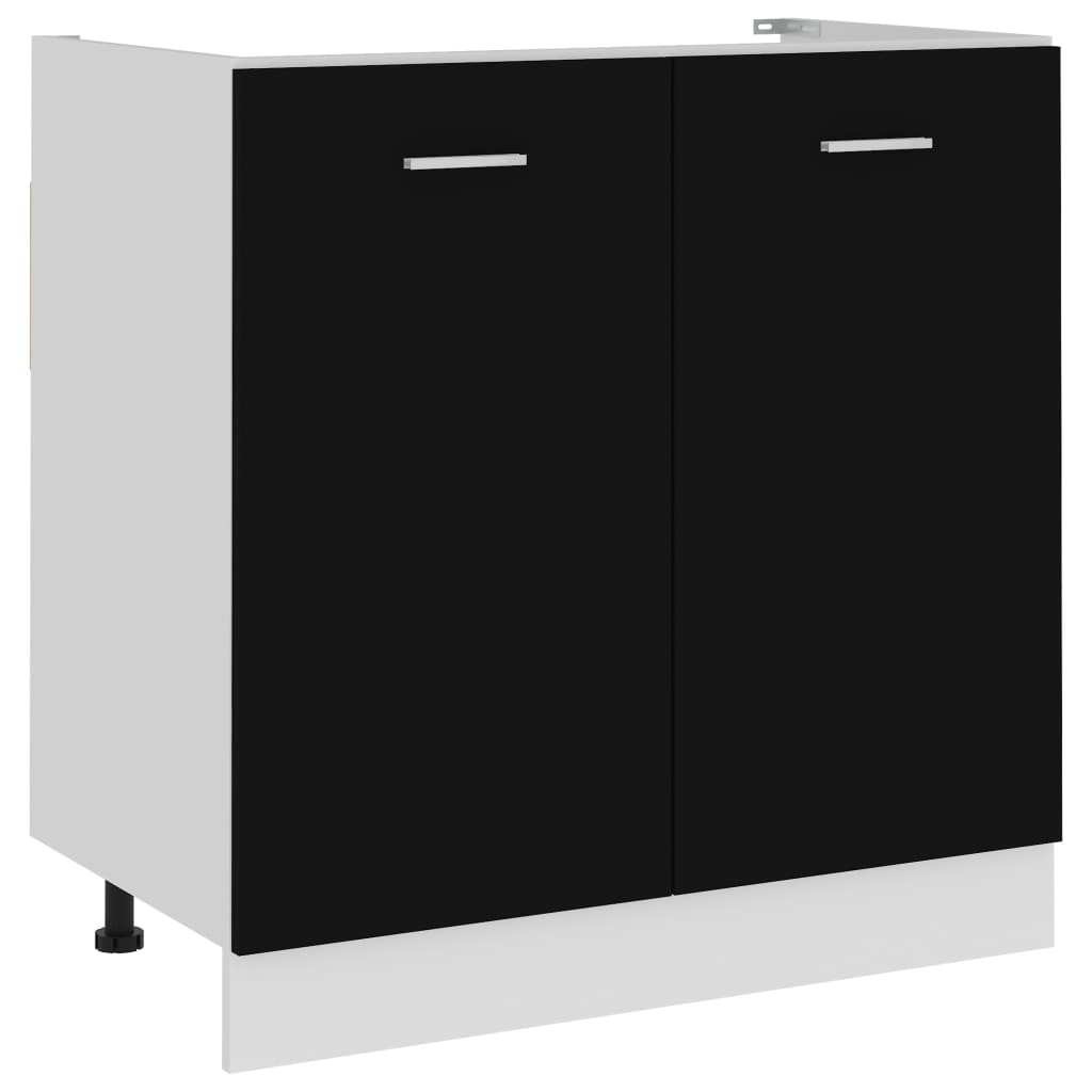 vidaXL Sink Bottom Cabinet Black 80x46x81.5 cm Engineered Wood
