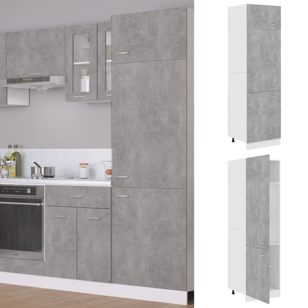 vidaXL Refrigerator Cabinet Concrete Grey 60x57x207 cm Engineered Wood