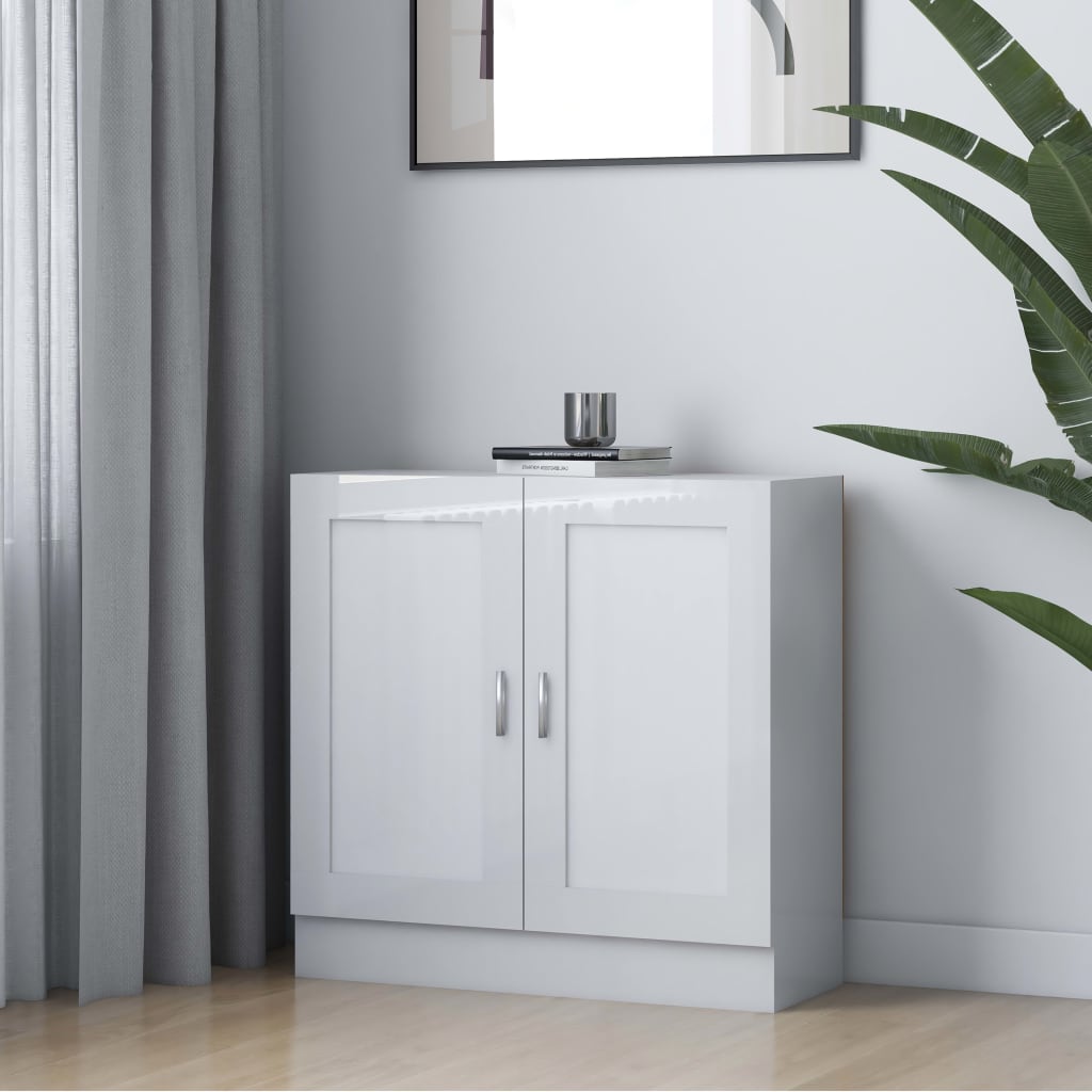 vidaXL Book Cabinet High Gloss White 82.5x30.5x80 cm Engineered Wood