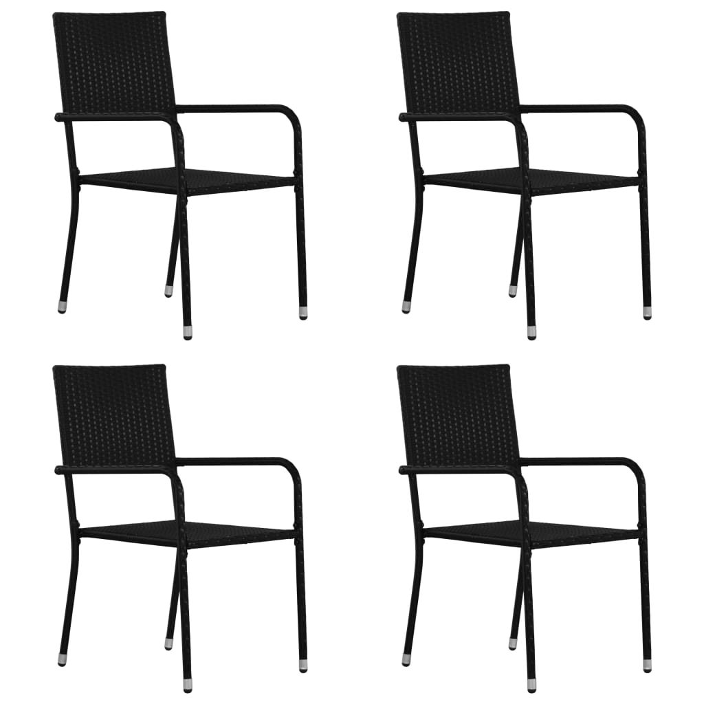 vidaXL Outdoor Dining Chairs 4 pcs Poly Rattan Black