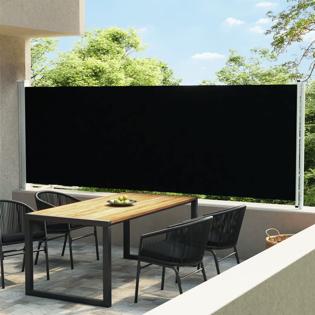 vidaXL Patio Retractable Side Awning 600x160 cm Black