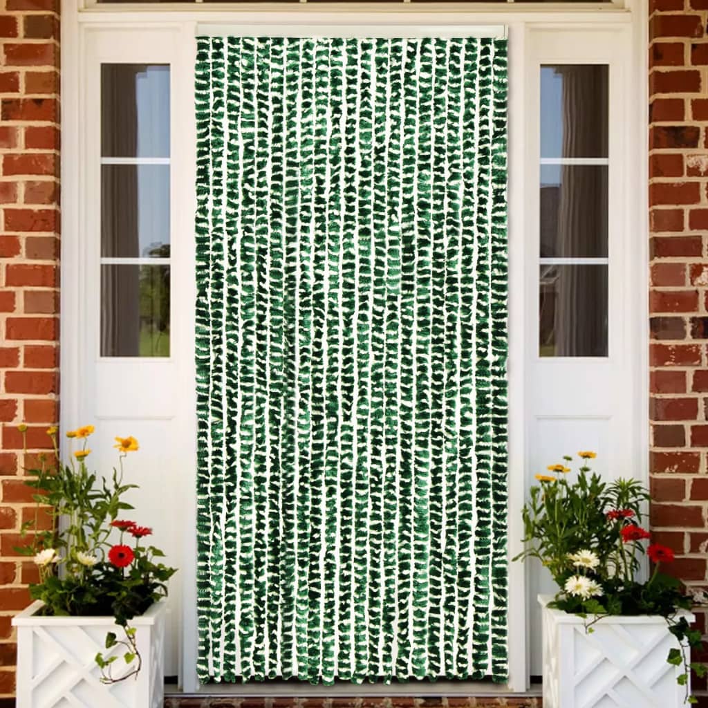vidaXL Insect Curtain Green and White 90x220 cm Chenille