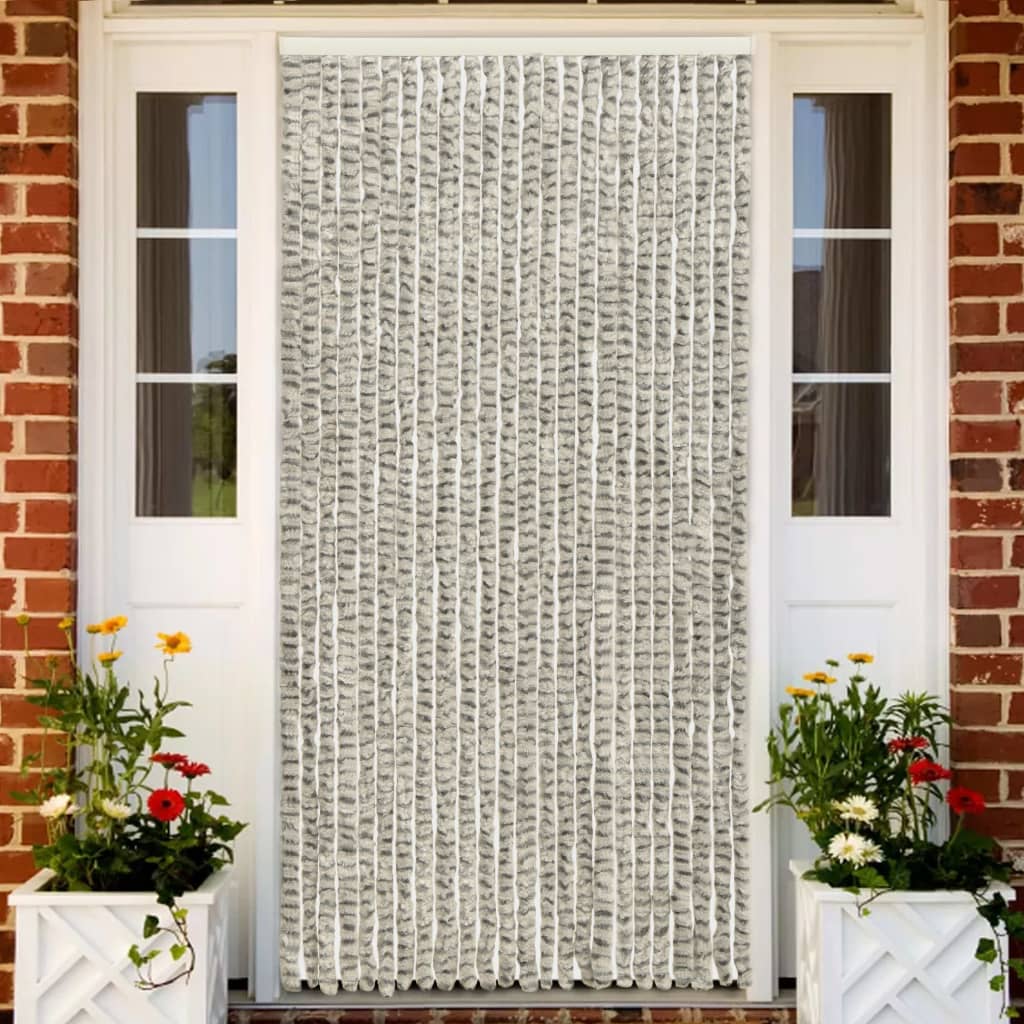 vidaXL Insect Curtain Light and Dark Grey 100x220 cm Chenille