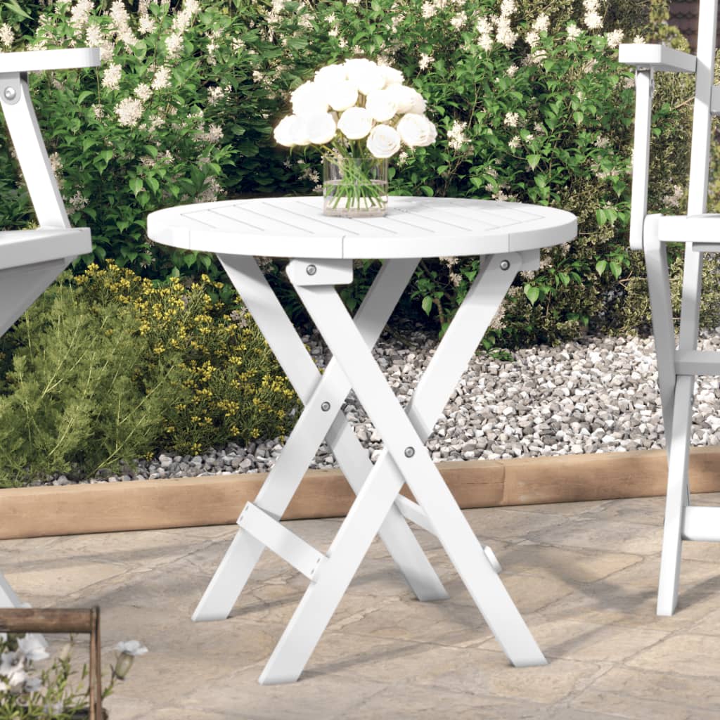 vidaXL Folding Garden Table White Ì÷ 46 cm Solid Wood Acacia