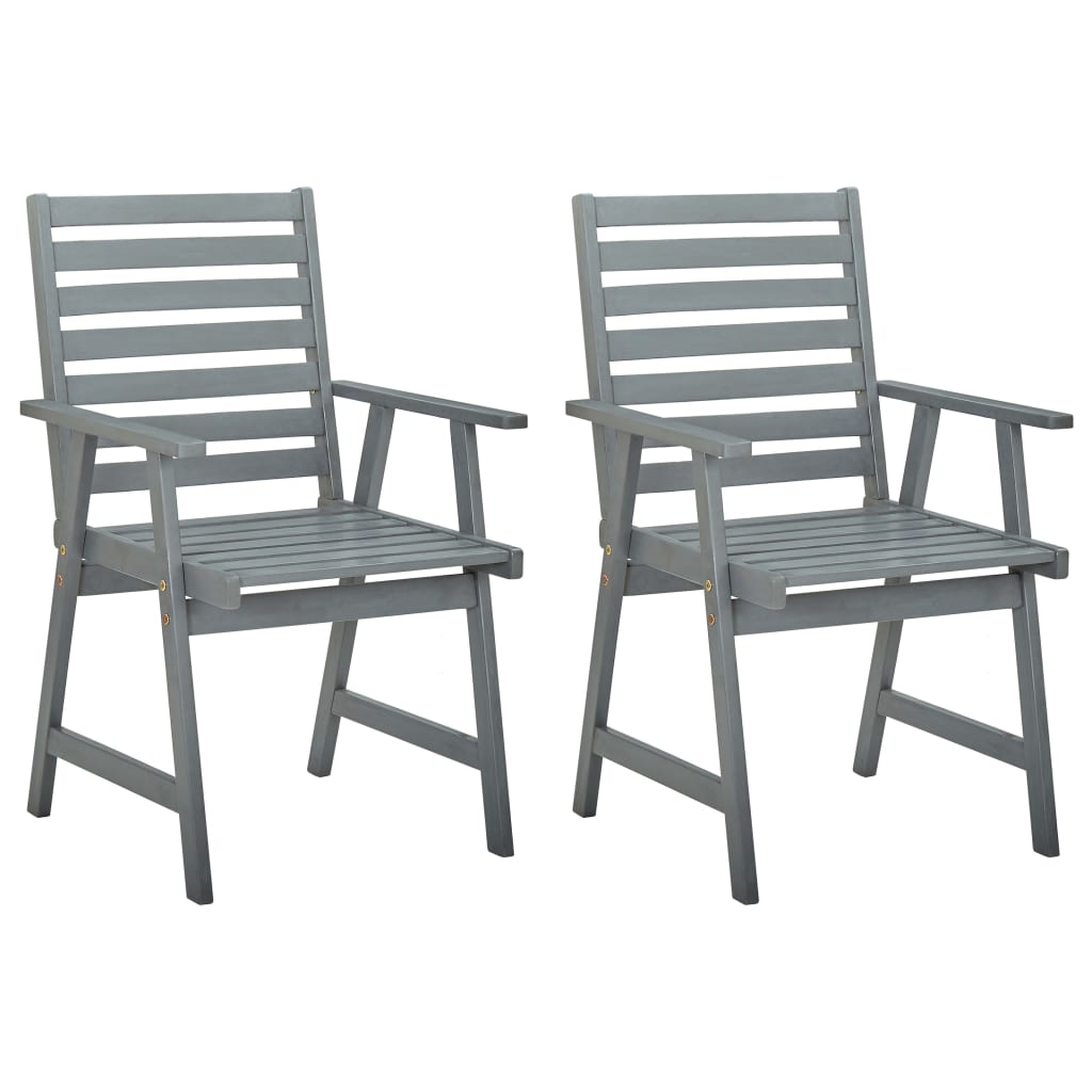 vidaXL Outdoor Dining Chairs 2 pcs Grey Solid Acacia Wood