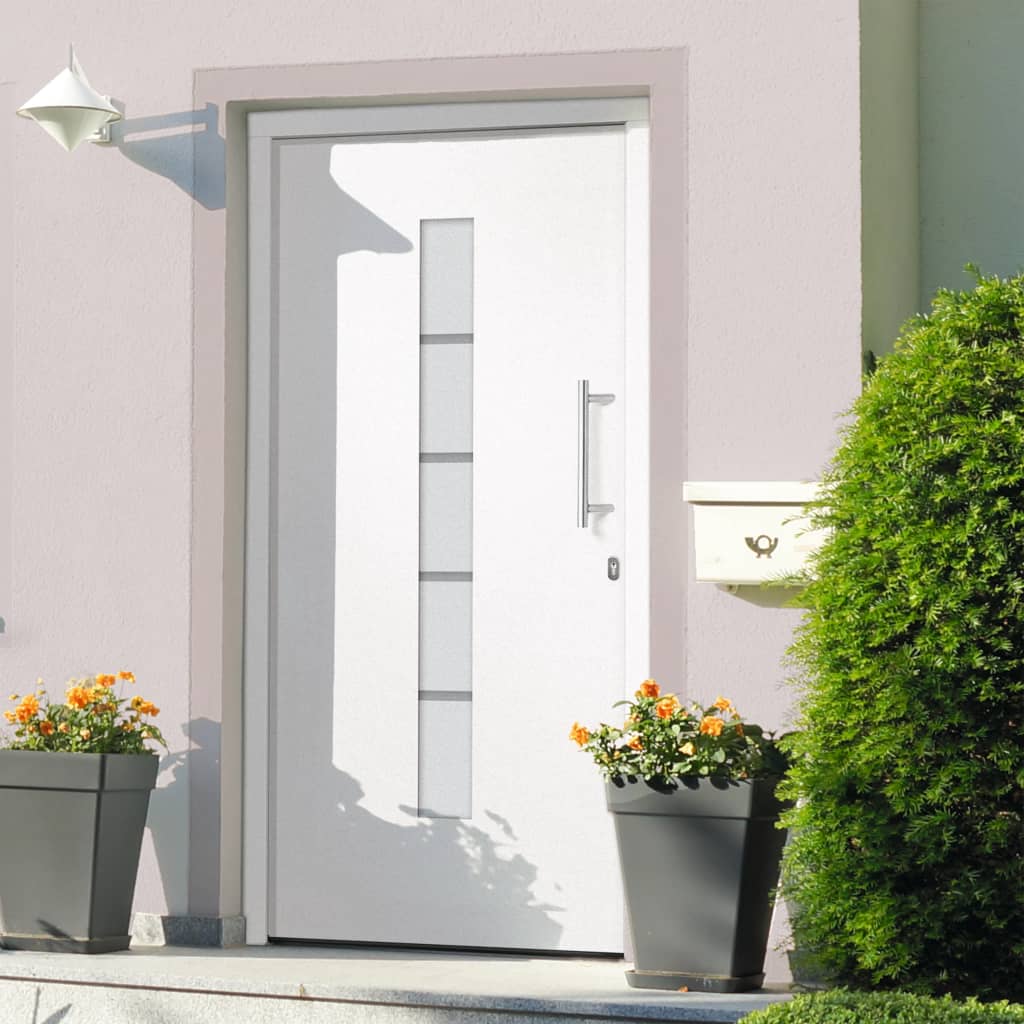 vidaXL Front Door Aluminium and PVC White 100x210 cm