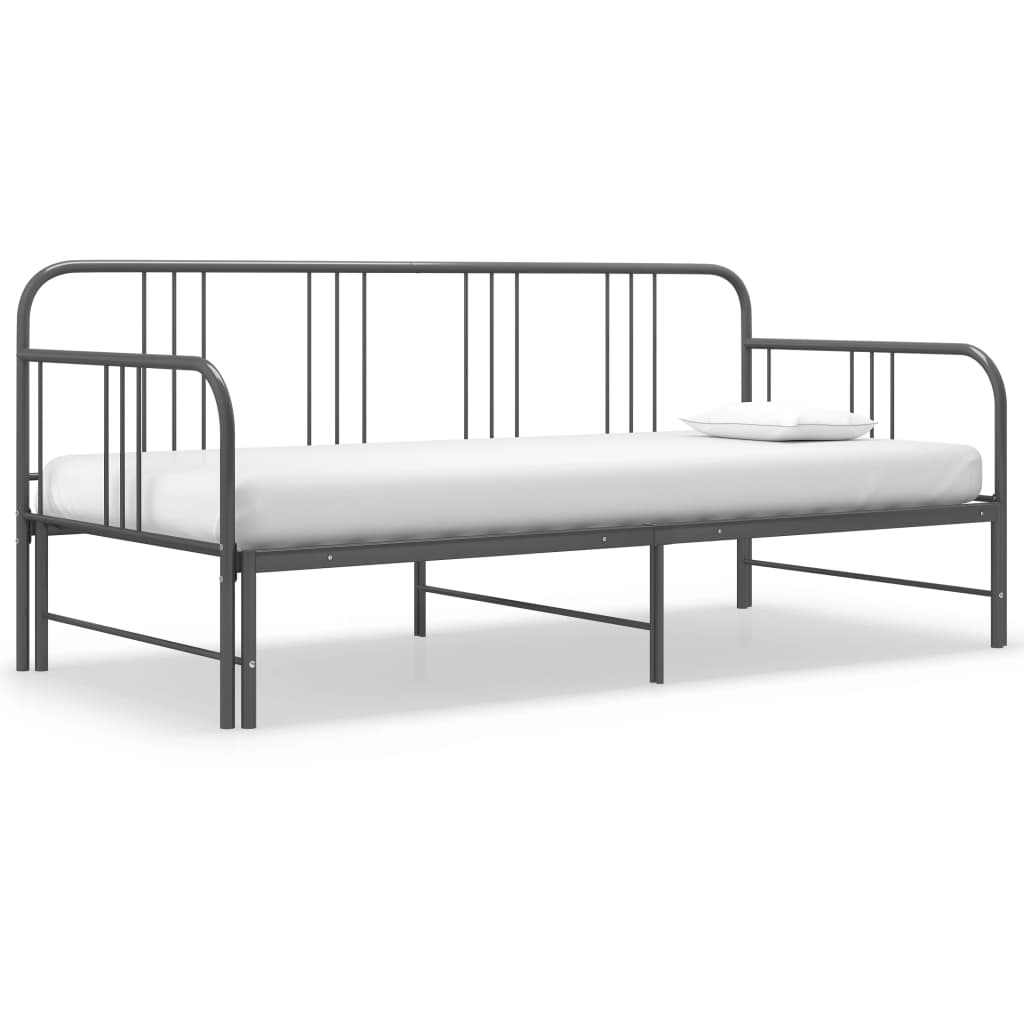 vidaXL Pull-out Sofa Bed Frame Grey Metal 90x200 cm