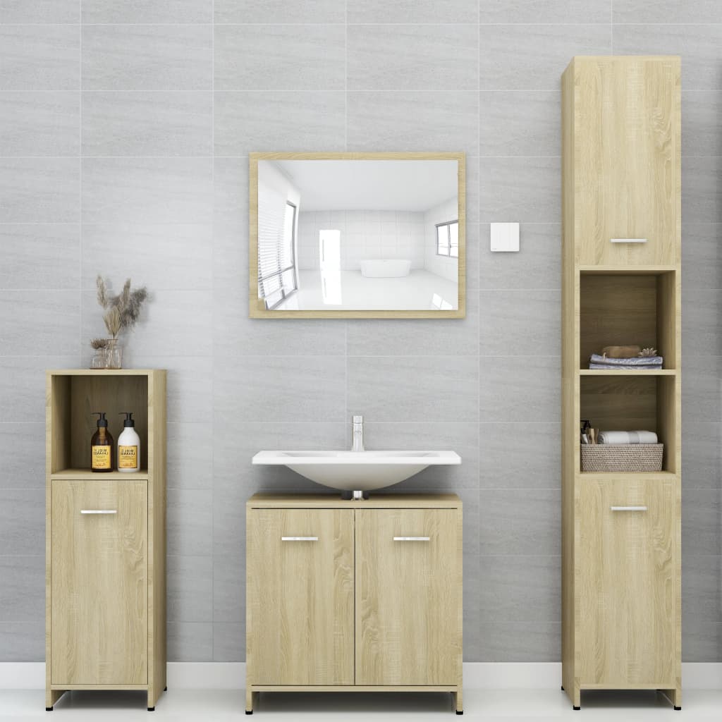 vidaXL 4 Piece Bathroom Furniture Set Sonoma Oak Engineered Wood