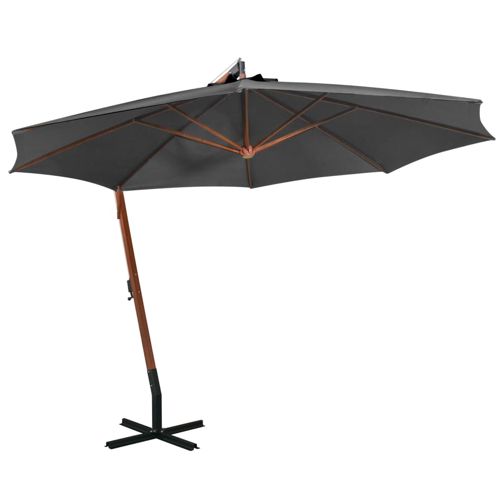vidaXL Hanging Parasol with Pole Anthracite 3.5x2.9 m Solid Fir Wood