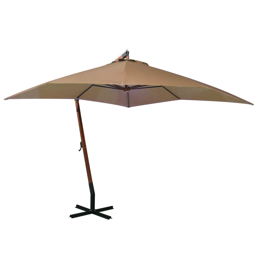 vidaXL Hanging Parasol with Pole Taupe 3x3 m Solid Fir Wood