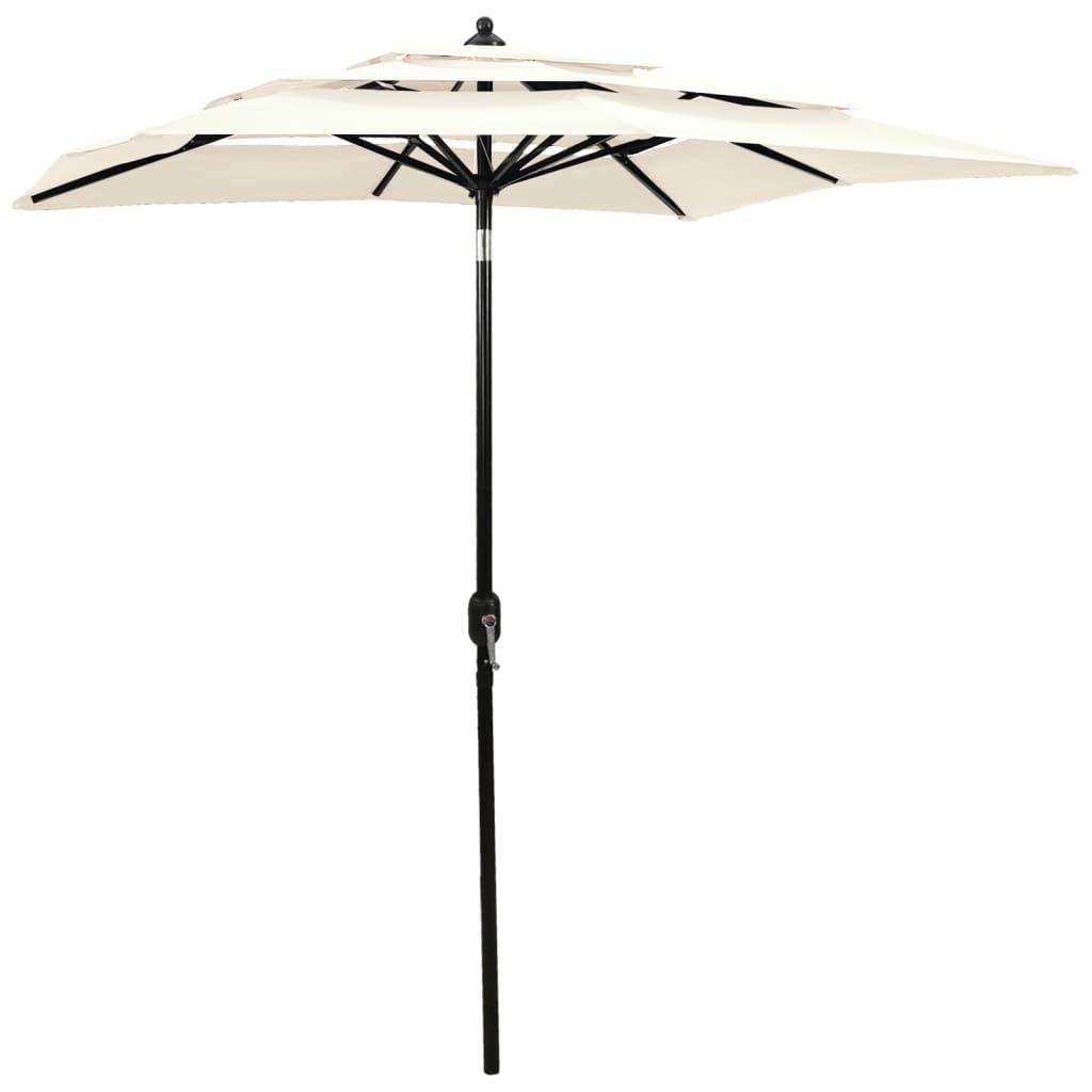 vidaXL 3-Tier Parasol with Aluminium Pole Sand 2x2 m