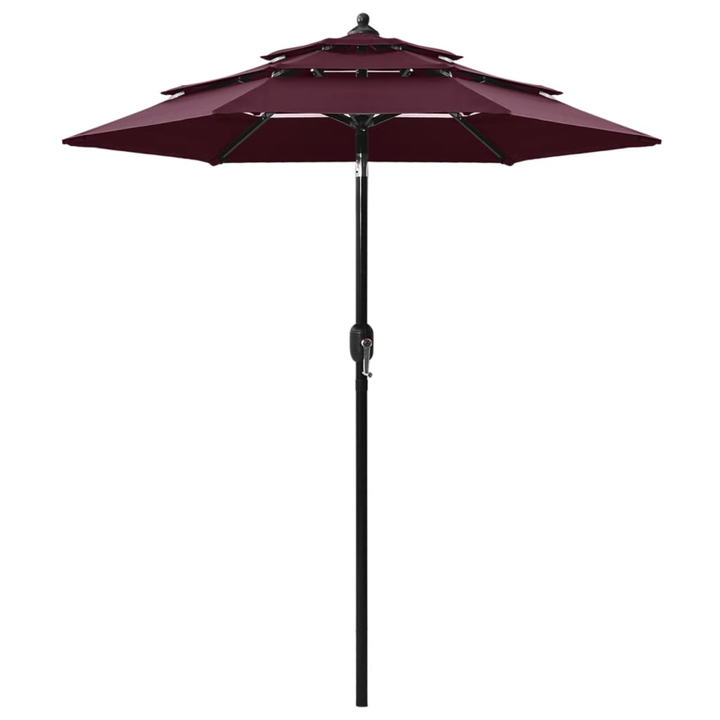 vidaXL 3-Tier Parasol with Aluminium Pole Bordeaux Red 2 m