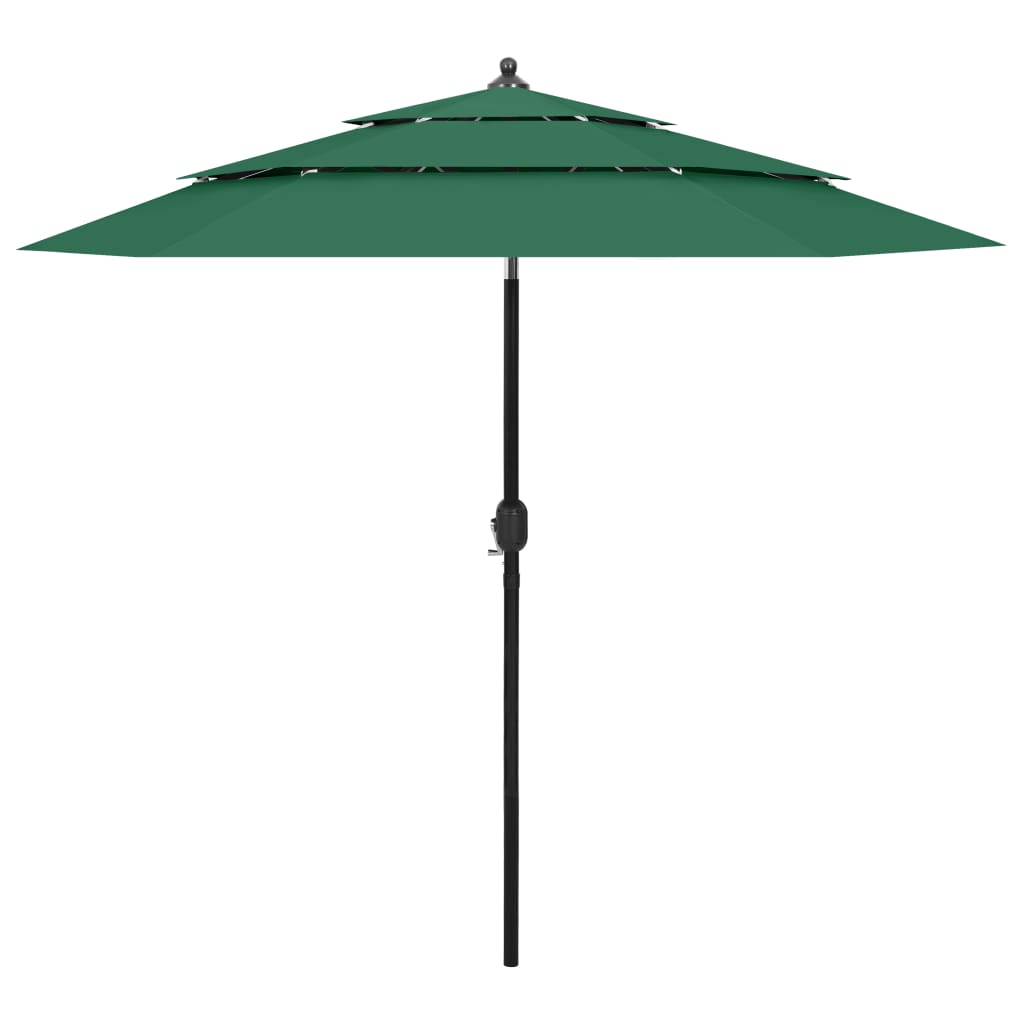 vidaXL 3-Tier Parasol with Aluminium Pole Green 2.5 m