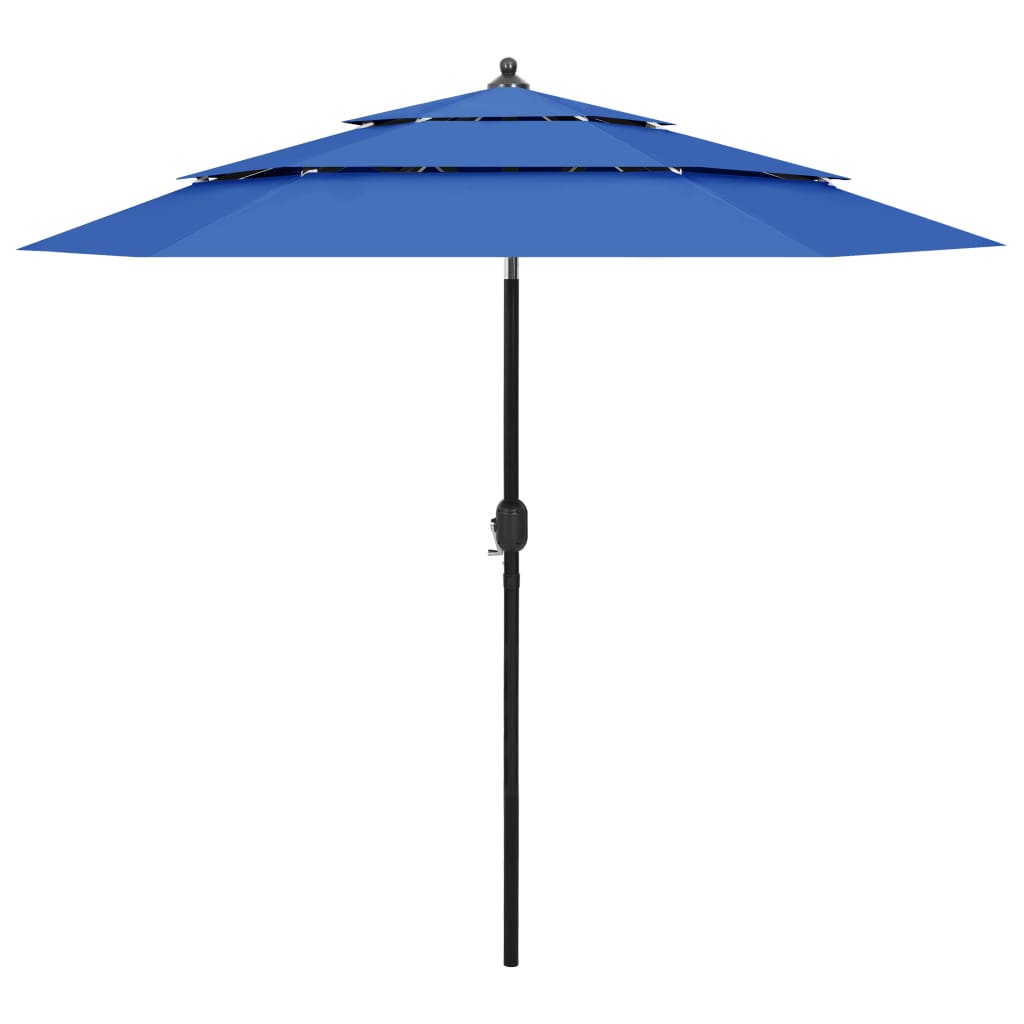 vidaXL 3-Tier Parasol with Aluminium Pole Azure Blue 2.5 m