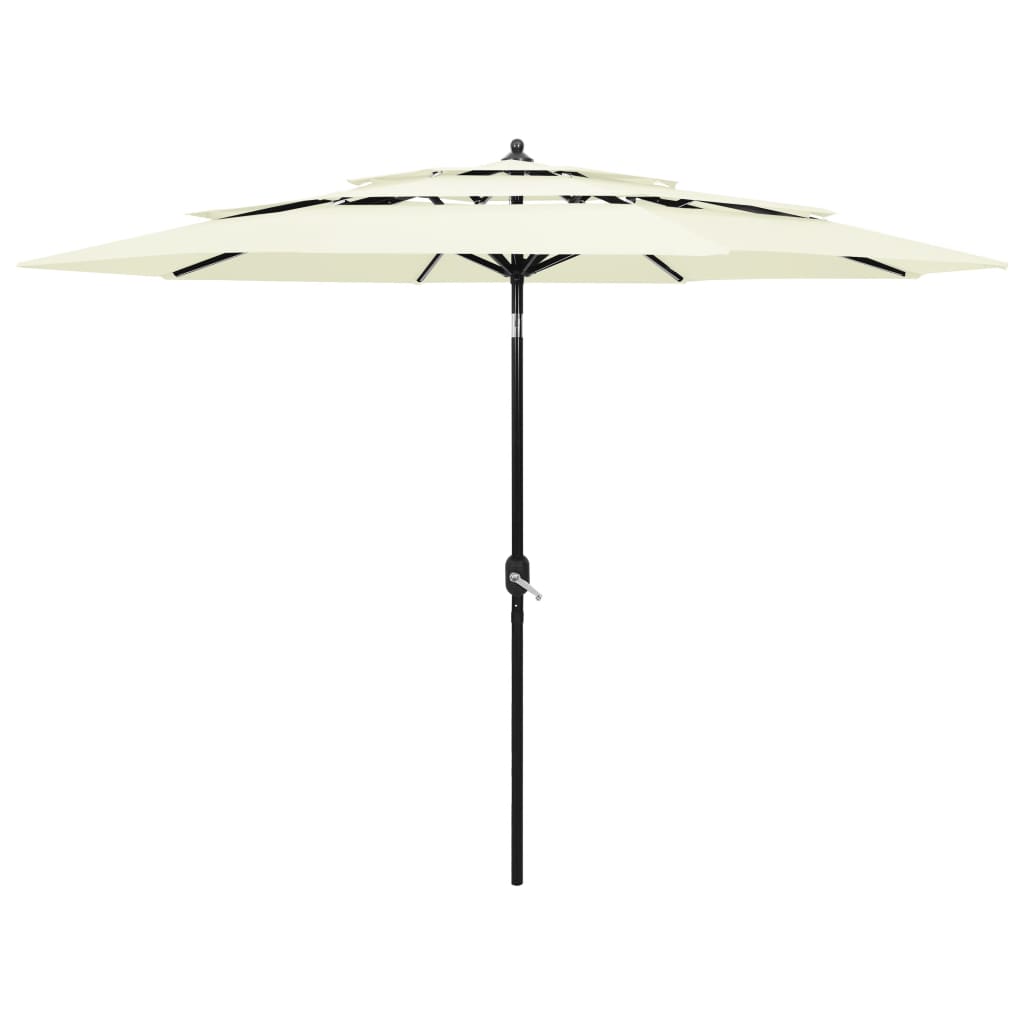 vidaXL 3-Tier Parasol with Aluminium Pole Sand 3 m