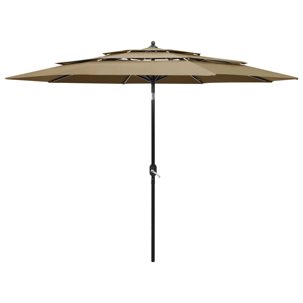 vidaXL 3-Tier Parasol with Aluminium Pole Taupe 3 m