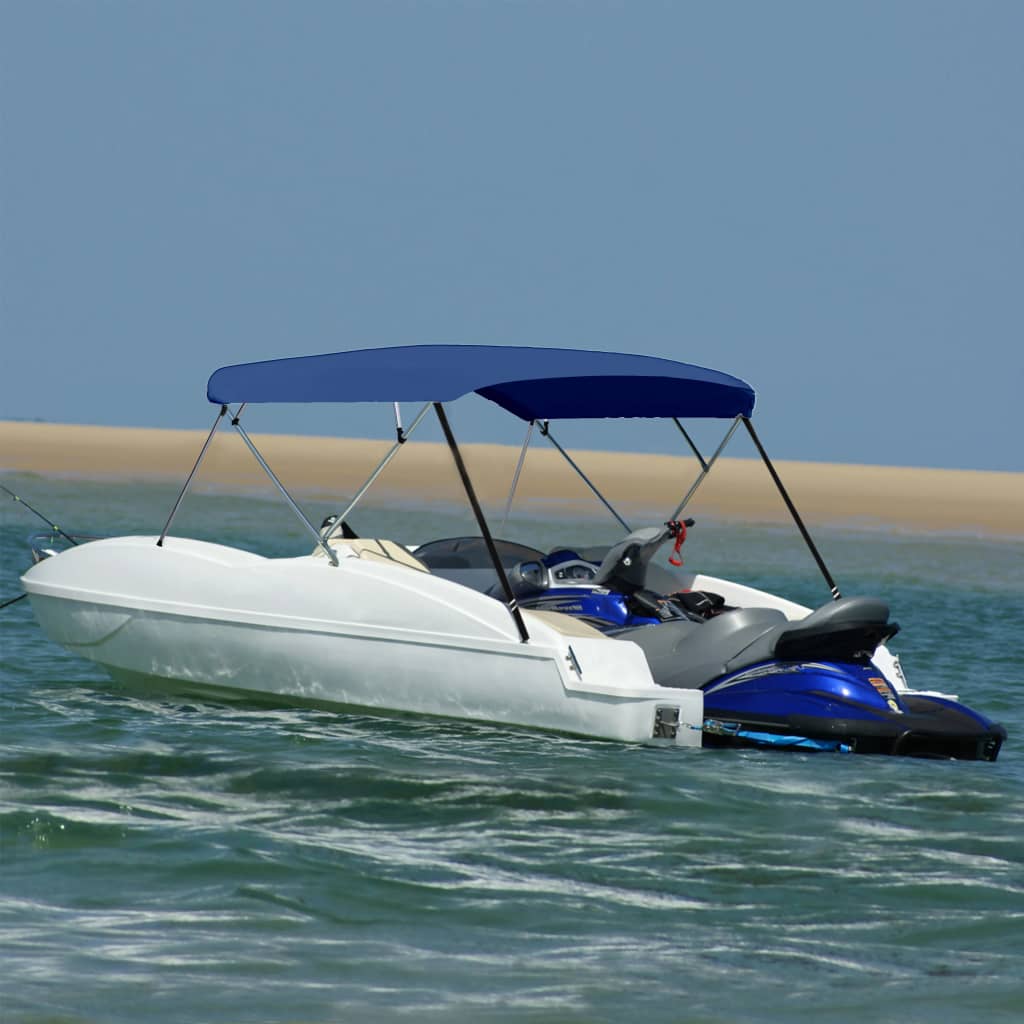 vidaXL 4 Bow Bimini Top Navy Blue 243x(230-244)x137 cm