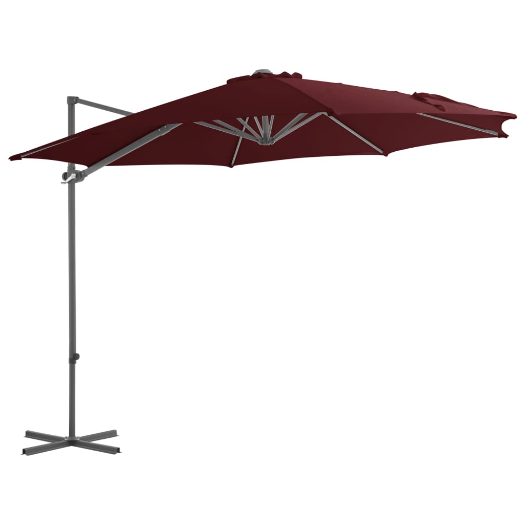 vidaXL Cantilever Umbrella with Steel Pole Bordeaux Red 300 cm