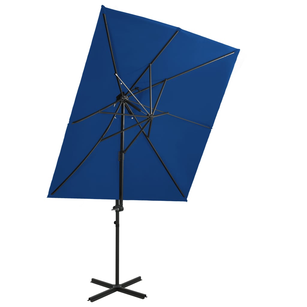 vidaXL Cantilever Umbrella with Double Top Azure Blue 250x250 cm