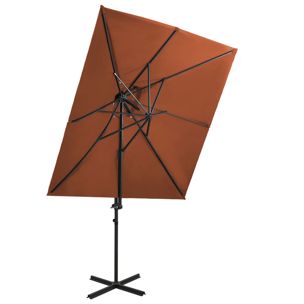 vidaXL Cantilever Umbrella with Double Top Terracotta 250x250 cm