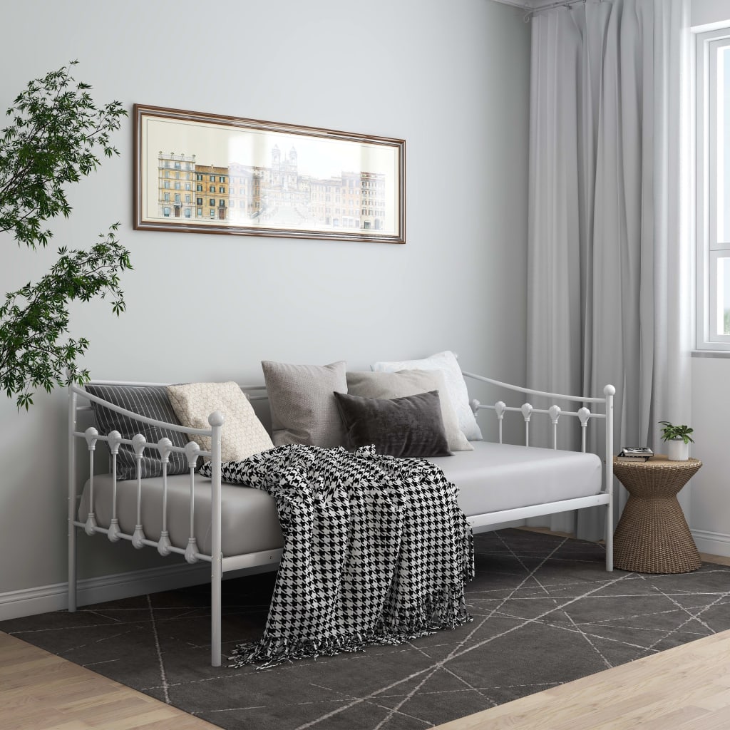 vidaXL Sofa Bed Frame White Metal 90x200 cm