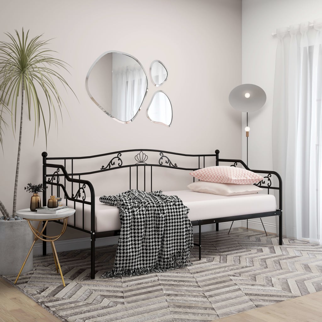 vidaXL Sofa Bed Frame Black Metal 90x200 cm