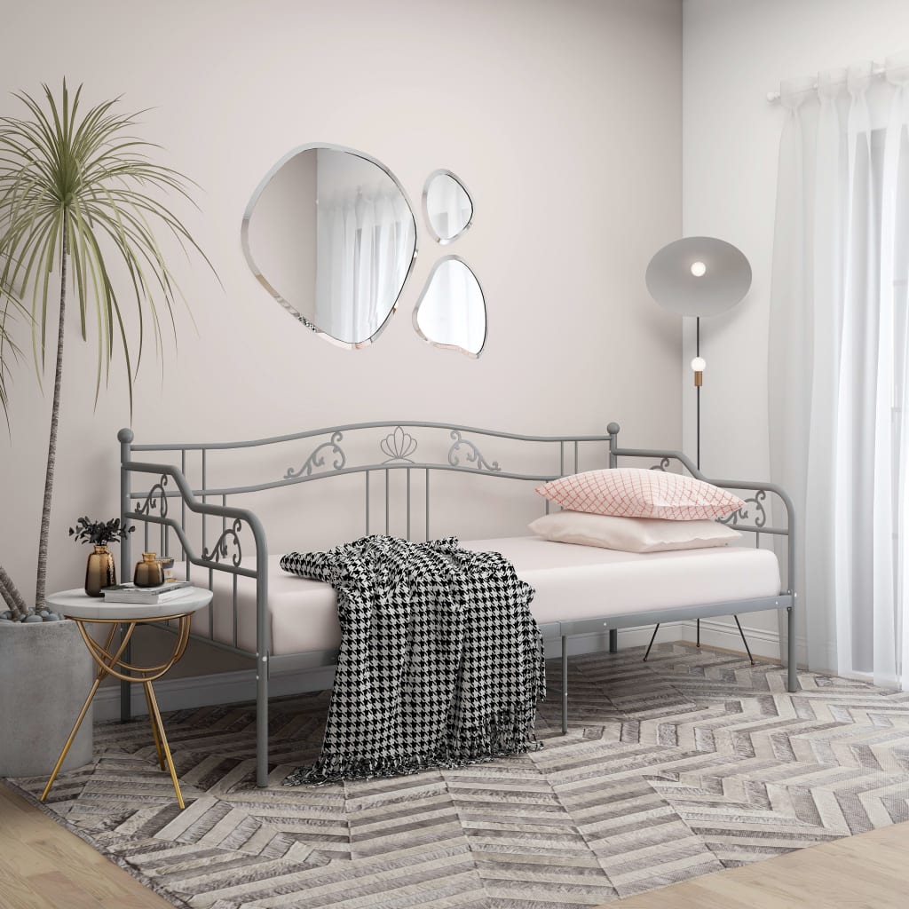 vidaXL Sofa Bed Frame Grey Metal 90x200 cm
