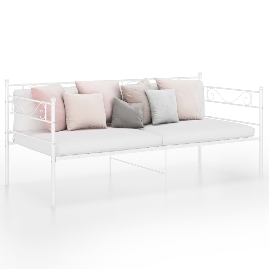 vidaXL Sofa Bed Frame White Metal 90x200 cm