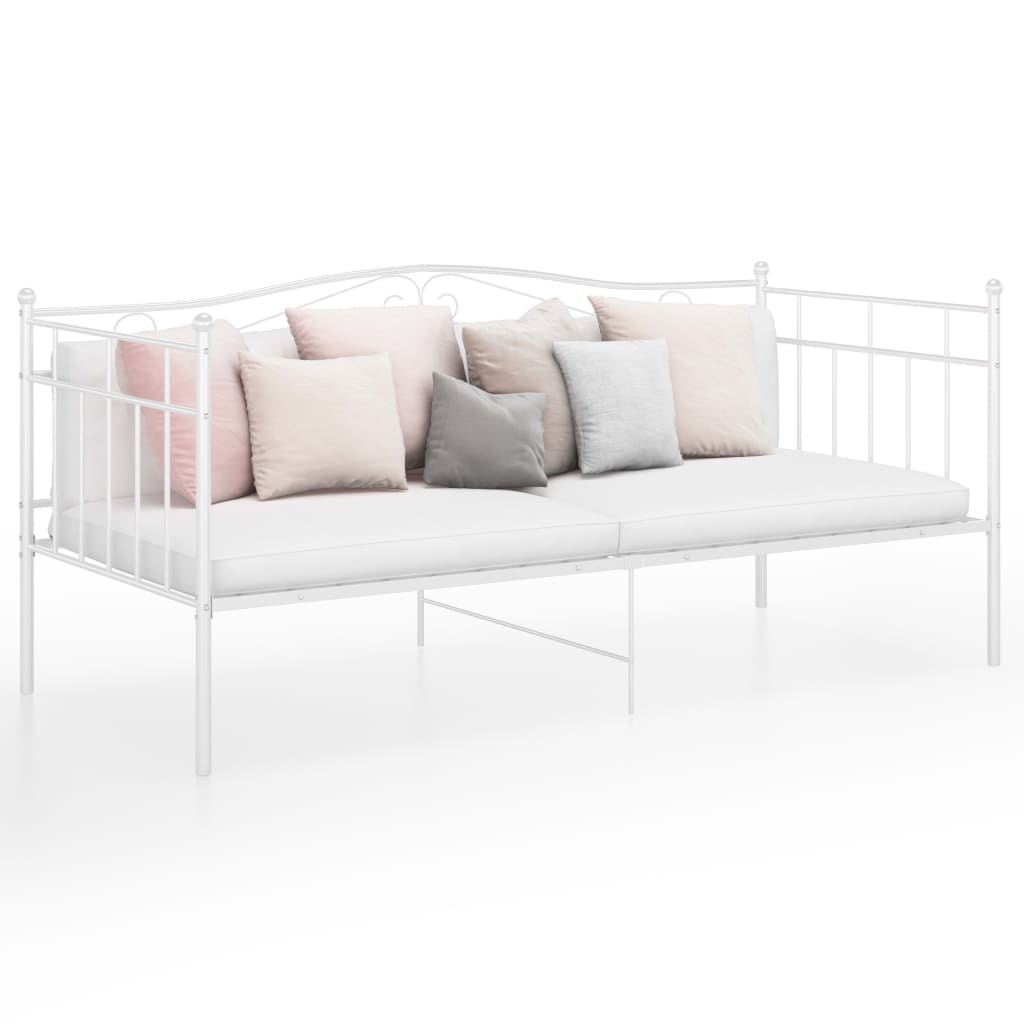 vidaXL Sofa Bed Frame White Metal 90x200 cm