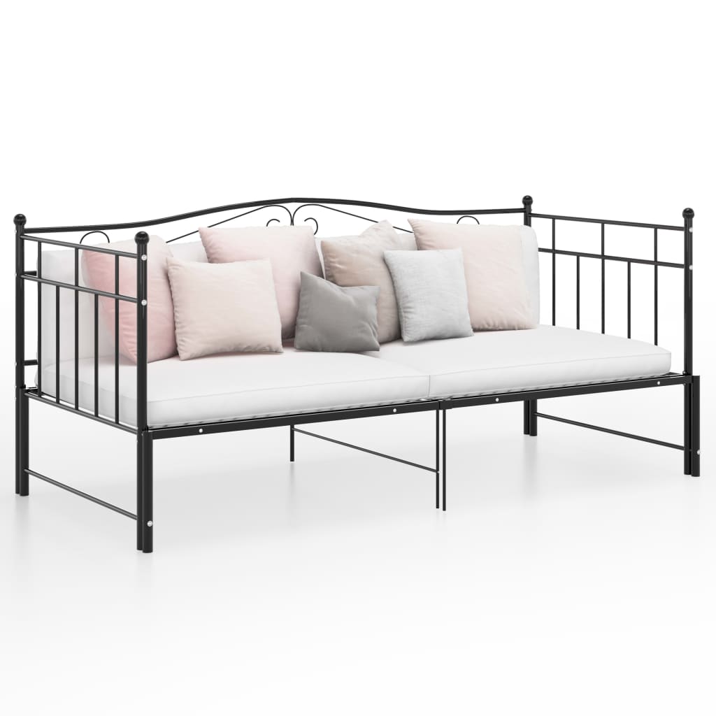 vidaXL Pull-out Sofa Bed Frame Black Metal 90x200 cm