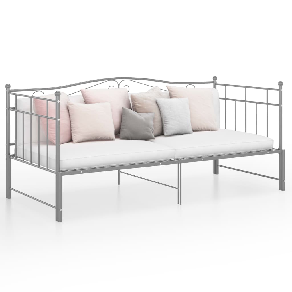 vidaXL Pull-out Sofa Bed Frame Grey Metal 90x200 cm