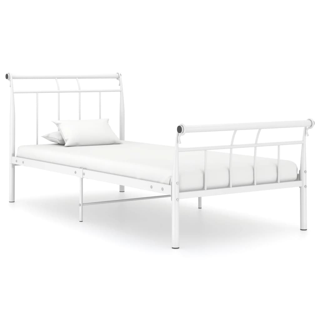 vidaXL Bed Frame White Metal 90x200 cm