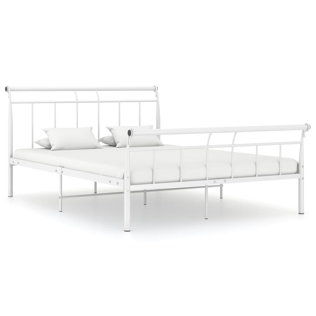 vidaXL Bed Frame White Metal 140x200 cm