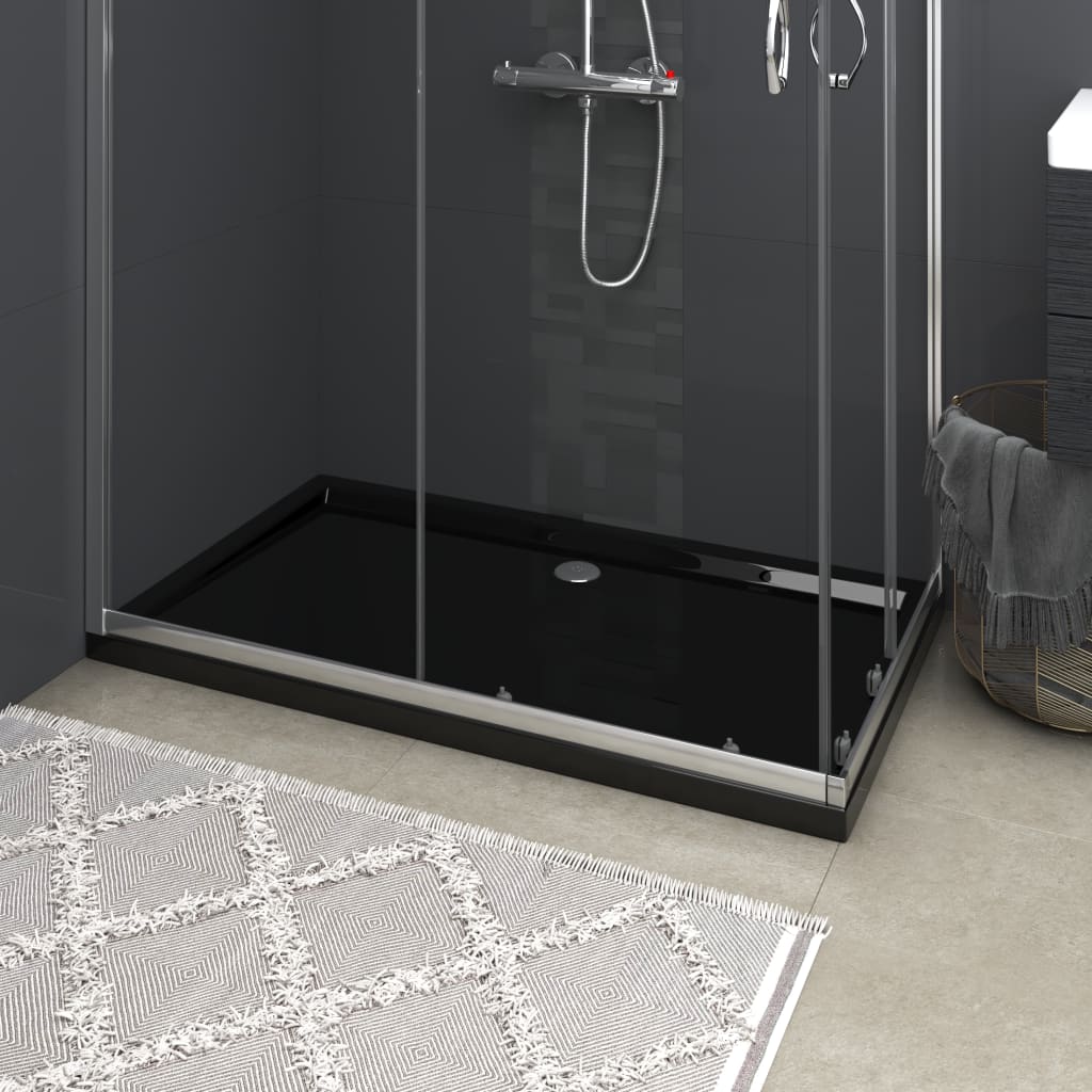 vidaXL Rectangular ABS Shower Base Tray Black 70x120 cm