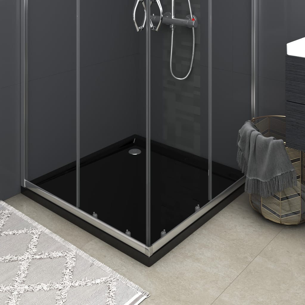 vidaXL Square ABS Shower Base Tray Black 80x80 cm