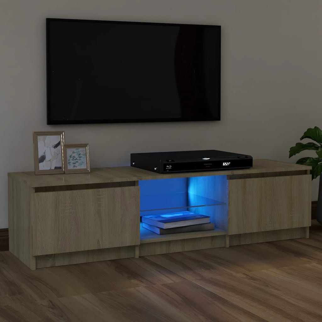 vidaXL TV Cabinet with LED Lights Sonoma Oak 120x30x35.5 cm