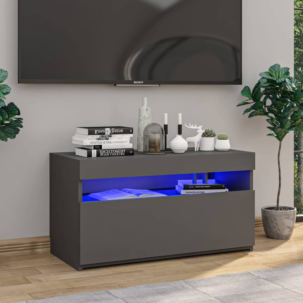 vidaXL TV Cabinet with LED Lights Grey 75x35x40 cm