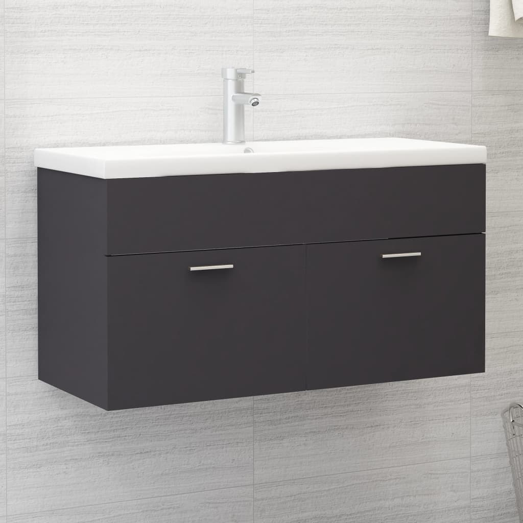 vidaXL Sink Cabinet Grey 90x38.5x46 cm Engineered Wood