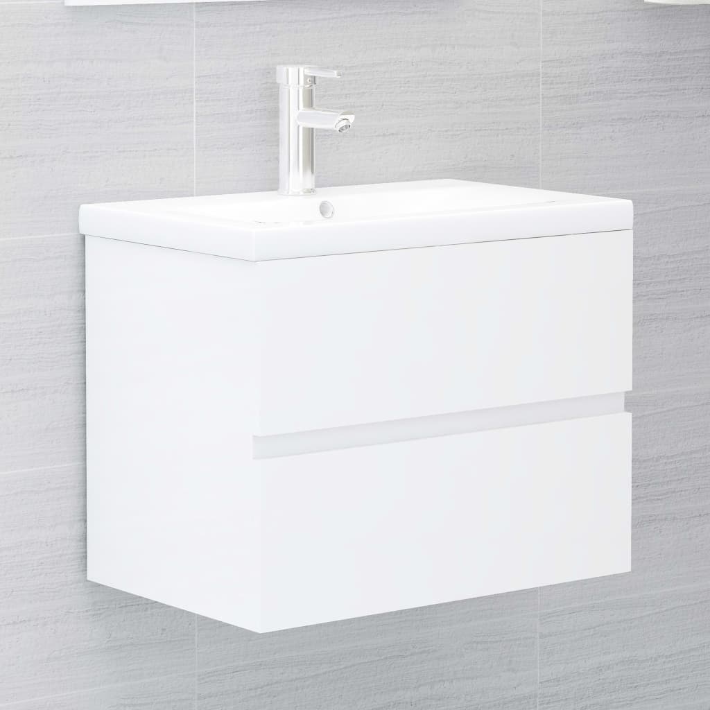 vidaXL Sink Cabinet High Gloss White 60x38.5x45 cm Engineered Wood