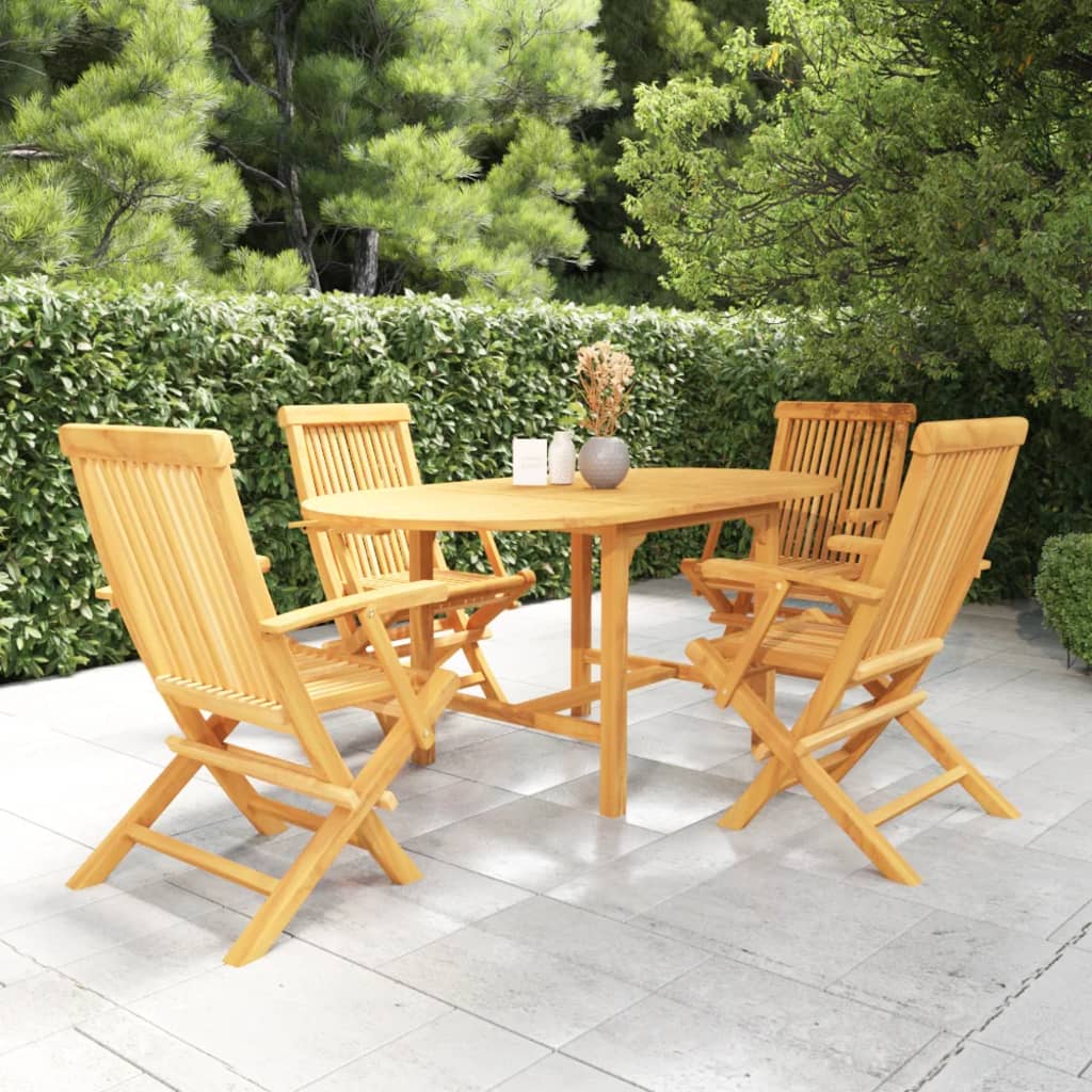 vidaXL 5 Piece Garden Dining Set Solid Teak Wood